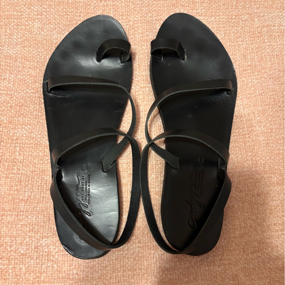 Black Rhodes Leather Women's Sandals